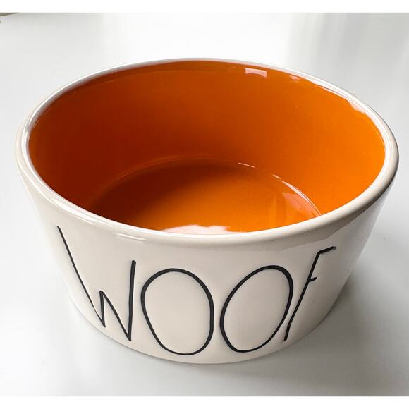 Rae Dunn Other - Rae Dunn Dog Bowl Woof Orange Lining Water Food Puppy Pets